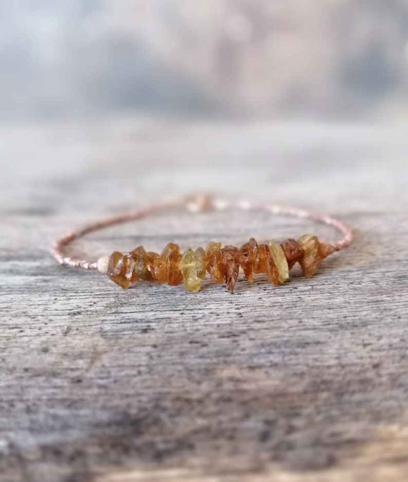 Raw Citrine and Rose Gold Vermeil Beads Bracelet Rustic Etsy