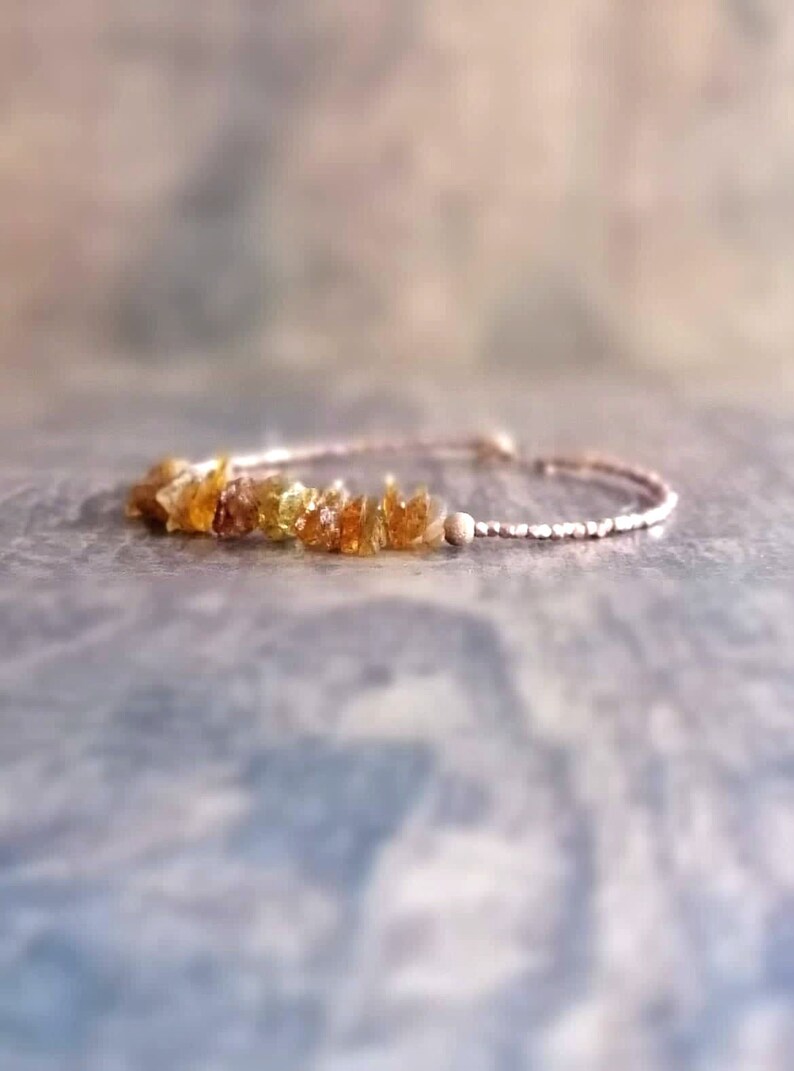 Raw Citrine And Rose Gold Vermeil Beads Bracelet Rustic Etsy