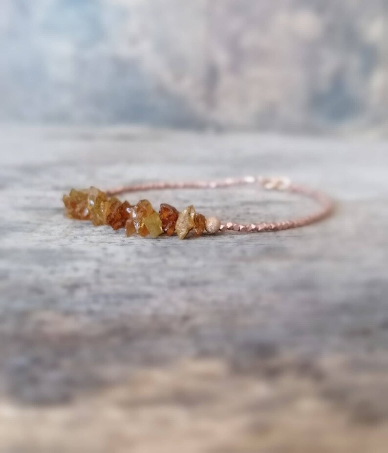 Raw Citrine and Rose Gold Vermeil Beads Bracelet Rustic Etsy