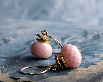 Peruvian Pink Opal Earrings In Gold Fill Everyday Earrings Andean Pink Opal October Jewelry Gifts For Her