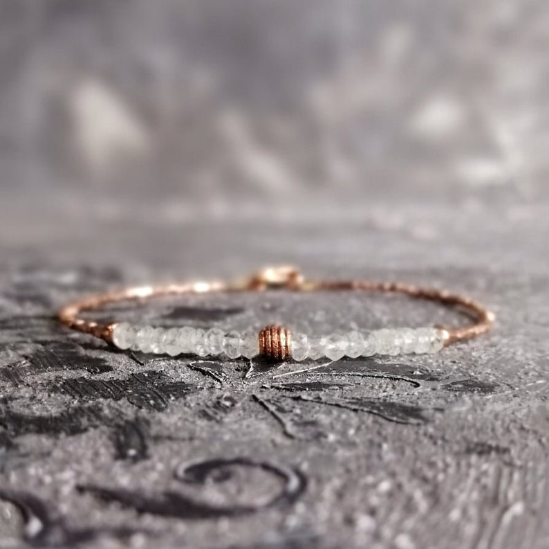 and Rose Gold Vermeil Beads Bracelet Delicate Etsy