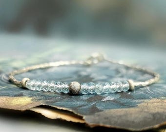 Sky Blue Topaz Beaded Bracelet with Karen Hill Silver – December Birthstone