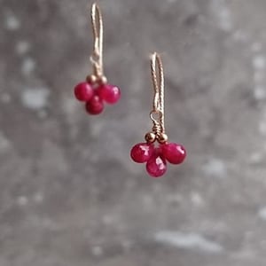 Genuine Red Ruby Earrings Rose Gold Or Sterling Silver Earring Ruby Faceted Drops Dainty Minimalist Earrings July Birthstone