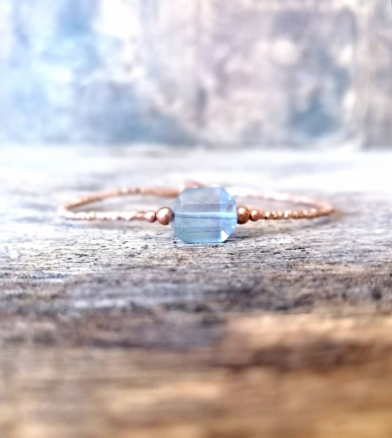 Blue Fluorite and Rose Gold Vermeil Beads Bracelet Healing Etsy