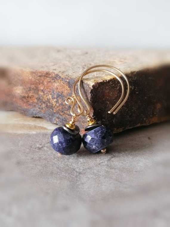 Rainbow Sapphire Earrings,Gold Earrings Multi-Color Gemstone Earrings Gift For Her September Birthstone Dainty Earrings