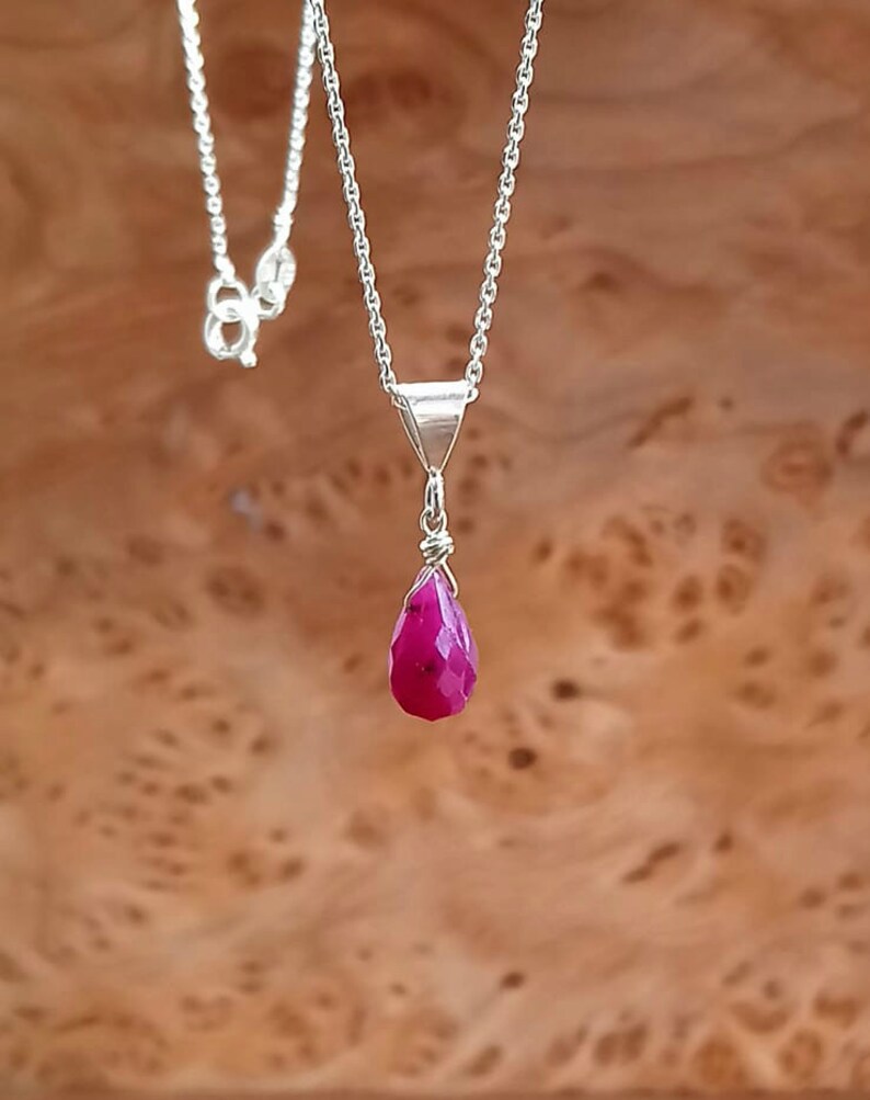 Ruby Necklace July Birthstone Gifts For Her Dainty Necklace Silver Necklace