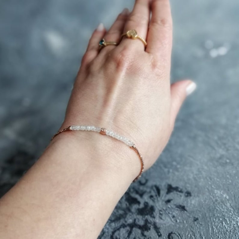 and Rose Gold Vermeil Beads Bracelet Delicate Etsy