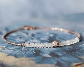 Morganite And Rose Gold Vermeil Beads Bracelet, Delicate Bracelet, March Birthstone