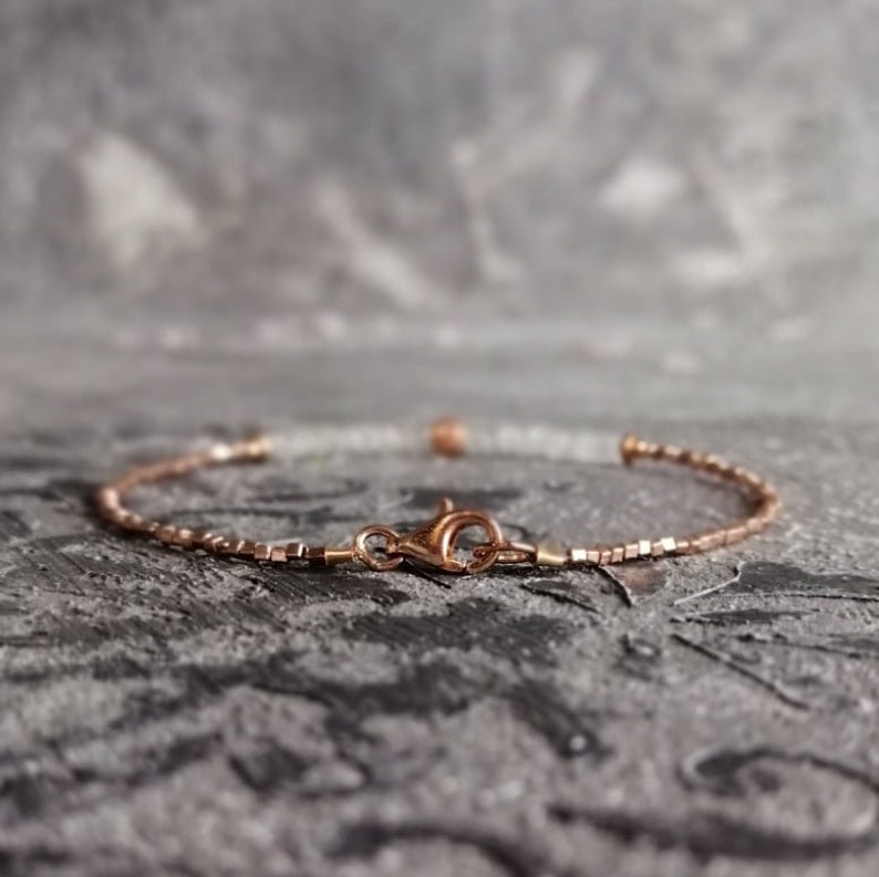 and Rose Gold Vermeil Beads Bracelet Delicate Etsy