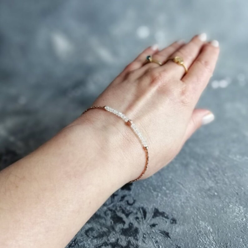 and Rose Gold Vermeil Beads Bracelet Delicate Etsy