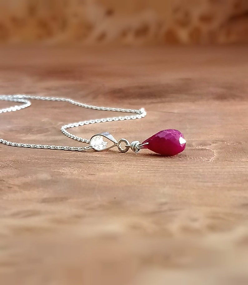 Ruby Necklace July Birthstone Gifts For Her Dainty Necklace Silver Necklace