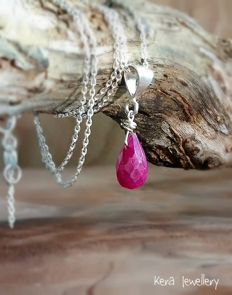 Ruby Necklace July Birthstone Gifts For Her Dainty Necklace Silver Necklace
