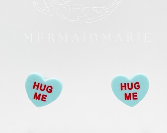 Blue Hug Me Heart Studs