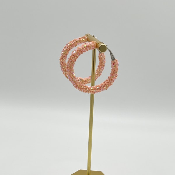 Soft Coral Hoop Earrings