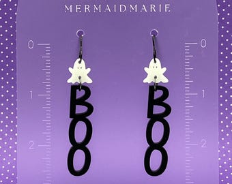 Glow in the dark Boo  earrings - Halloween Earrings