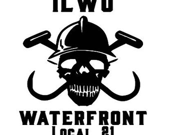 ILWU Window Decal Skull & Hooks - WILL CUSTOMIZE