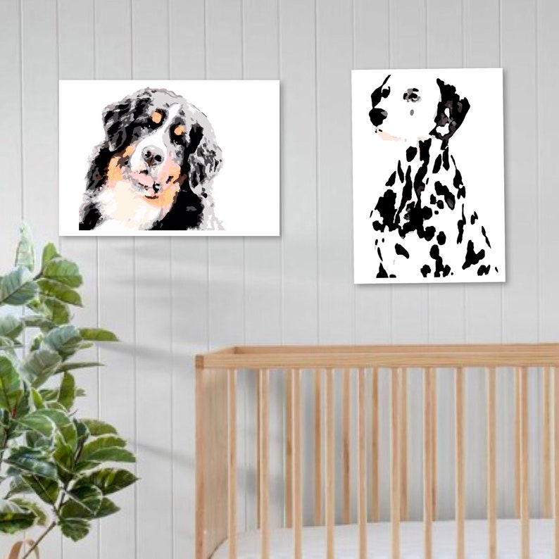 Dogs Paint by Numbers, Diy Dog Painting, Print at Home, Mothers Day Diy ...