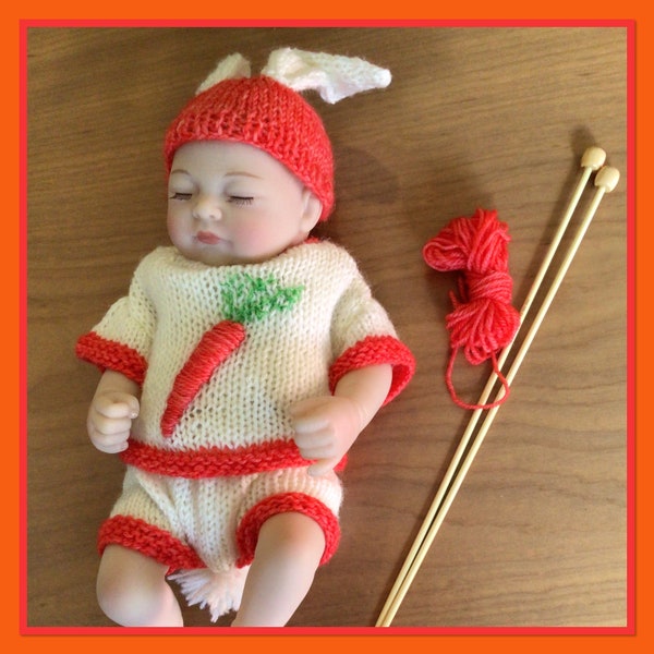 Doll Clothes Knitting Pattern Fits a 10" Doll Embroidered Jumper Pants and Hat Knitted flat Easy embroidery Instant Downloads Knitted flat