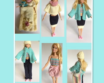 Fashion Doll knitting patterns, camping trip patterns,pdf patterns,instant downloads,11&quot;-12&quot; teenage doll,worked flat,8ply,4ply.12 patterns