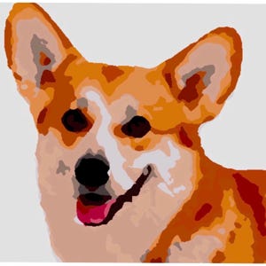 Corgi malowany po numerach, słodki piesek idealny do kolaży, papieru i tekstyliów, haftu, powolnego szycia, stwórz własną grafikę, natychmiastowe pobieranie