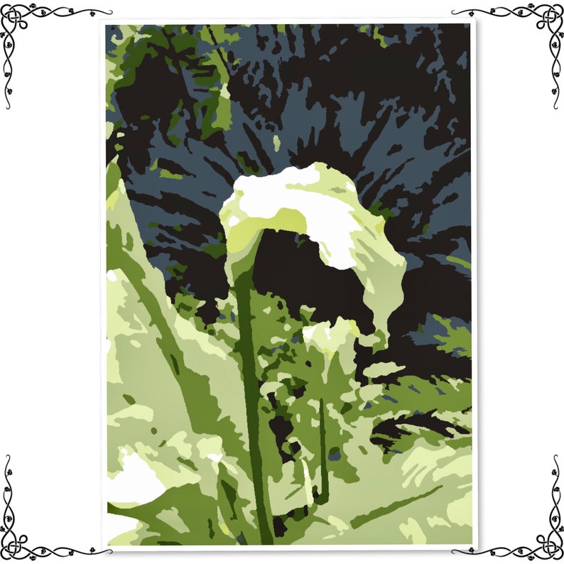 printable,diy art,diy painting,home decor,diy gift, Flower painting by numbers