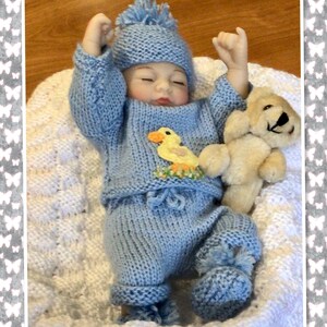 10&quot; Baby Doll Knitted Outfit Pattern: Duck Motif (PDF Pattern)