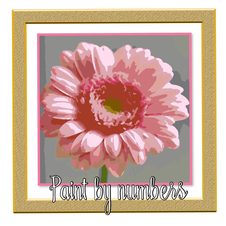 DIY KIT . Paint by Numbers Pink Daisies Printable Etsy
