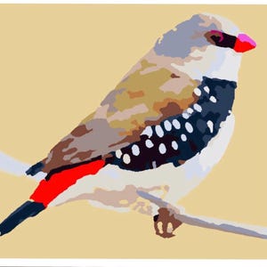 Birds painting by numbers,collage using material and paper, artwork using numbers,embroidery, collage, ,printable,slow stitching, DIY art