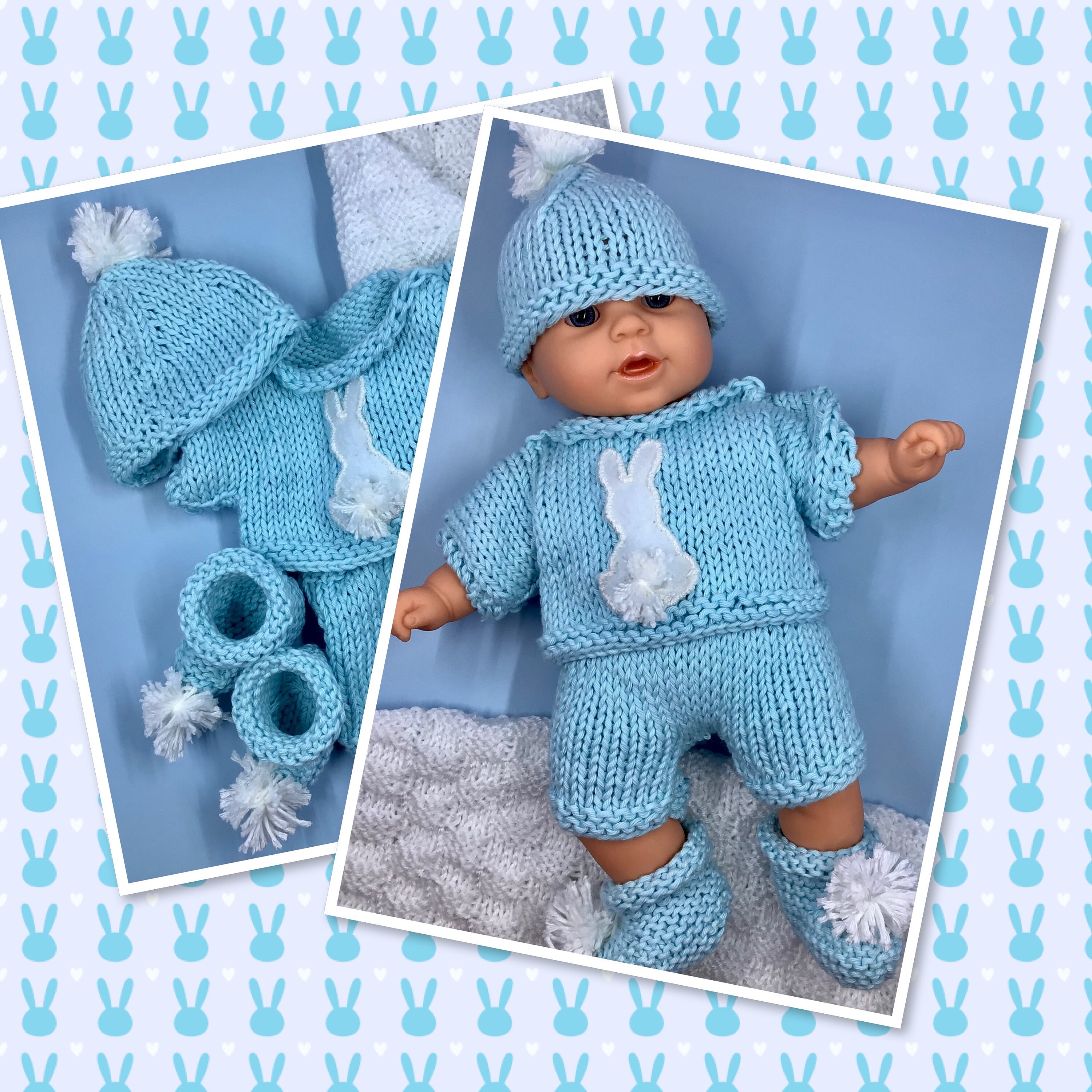 Dolls Clothes Knitting Set, 12-14” Baby Doll Knitting Outfit, Rabbit ...