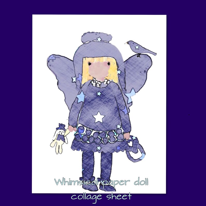 Printable Paper Doll Collage Sheet, Instant Downloads, Ornaments, Cards, Collage Kit, Art