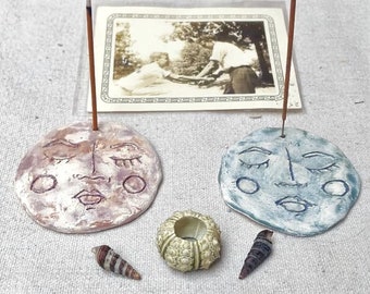 Porte-encens en céramique/Porte-bâtonnets d'encens pour femme en argile/Porte-encens émaillé fait main