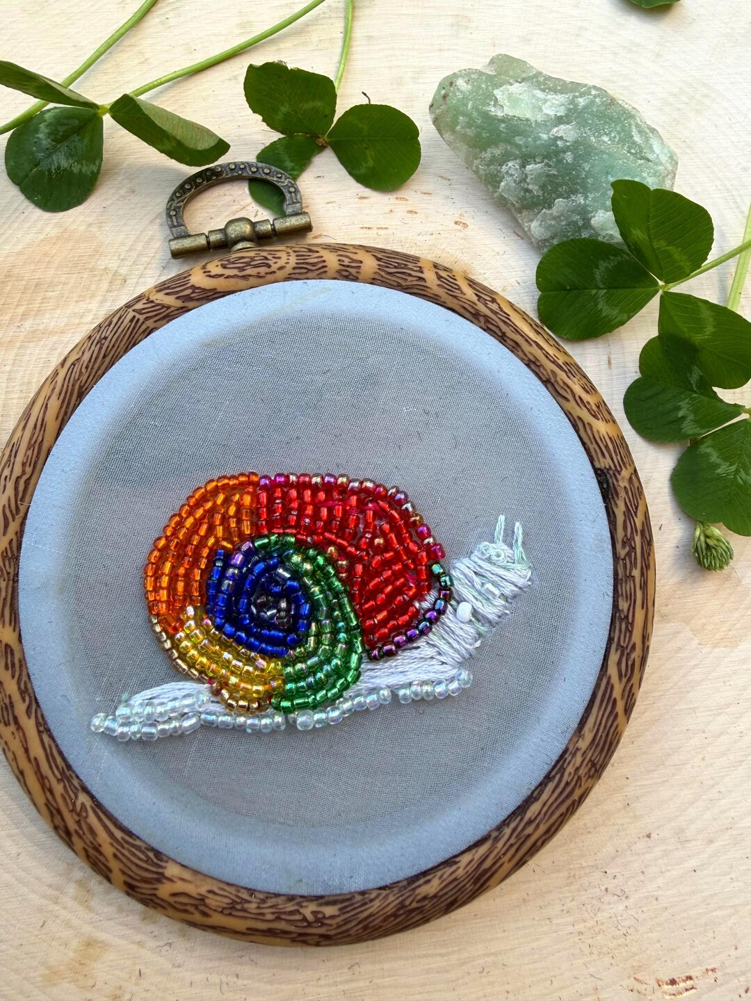 Rainbow Snail Beaded Embroidery - Etsy