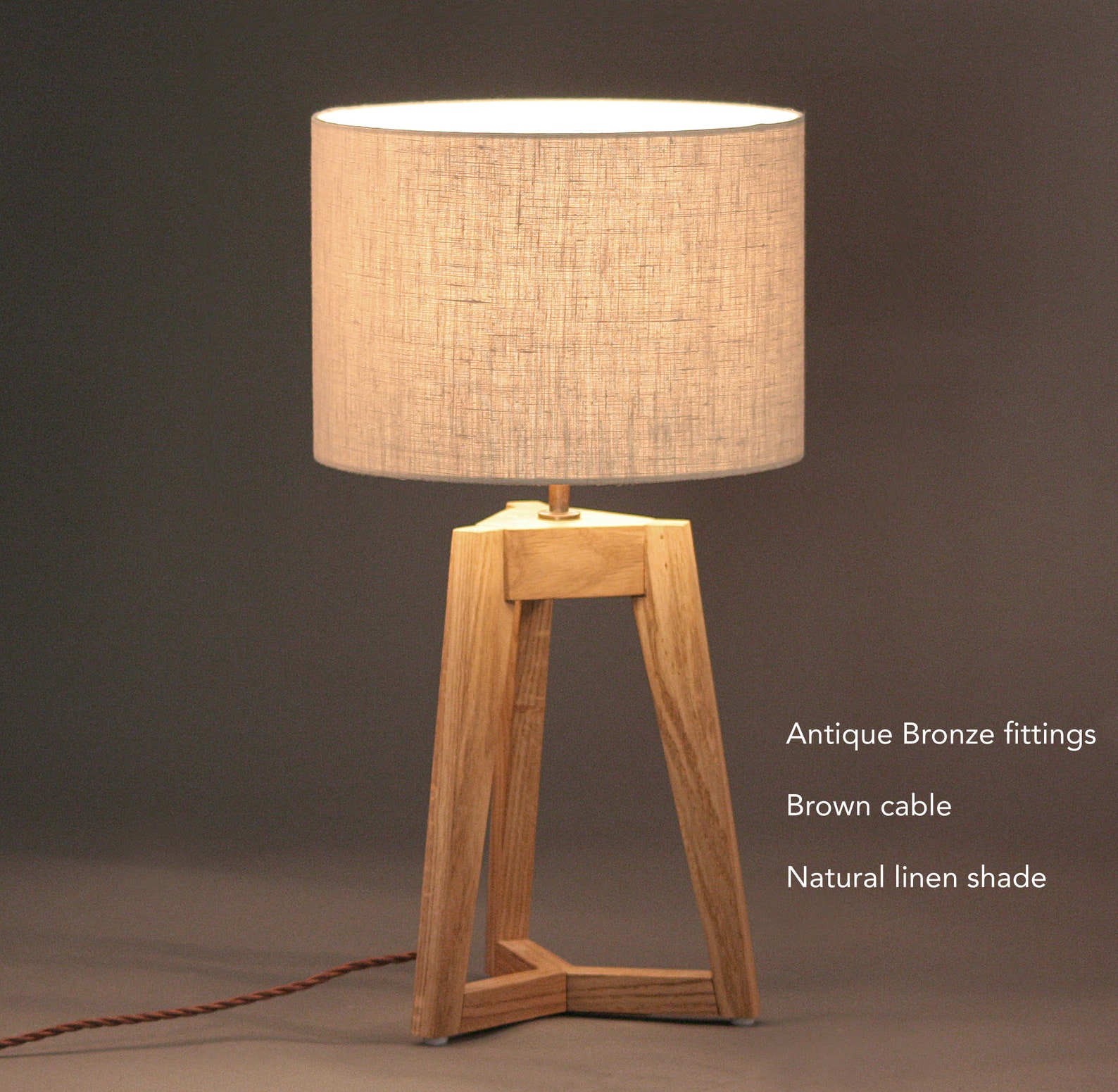 Table lamp / bedside lamp wooden lamp made from solid oak in Etsy