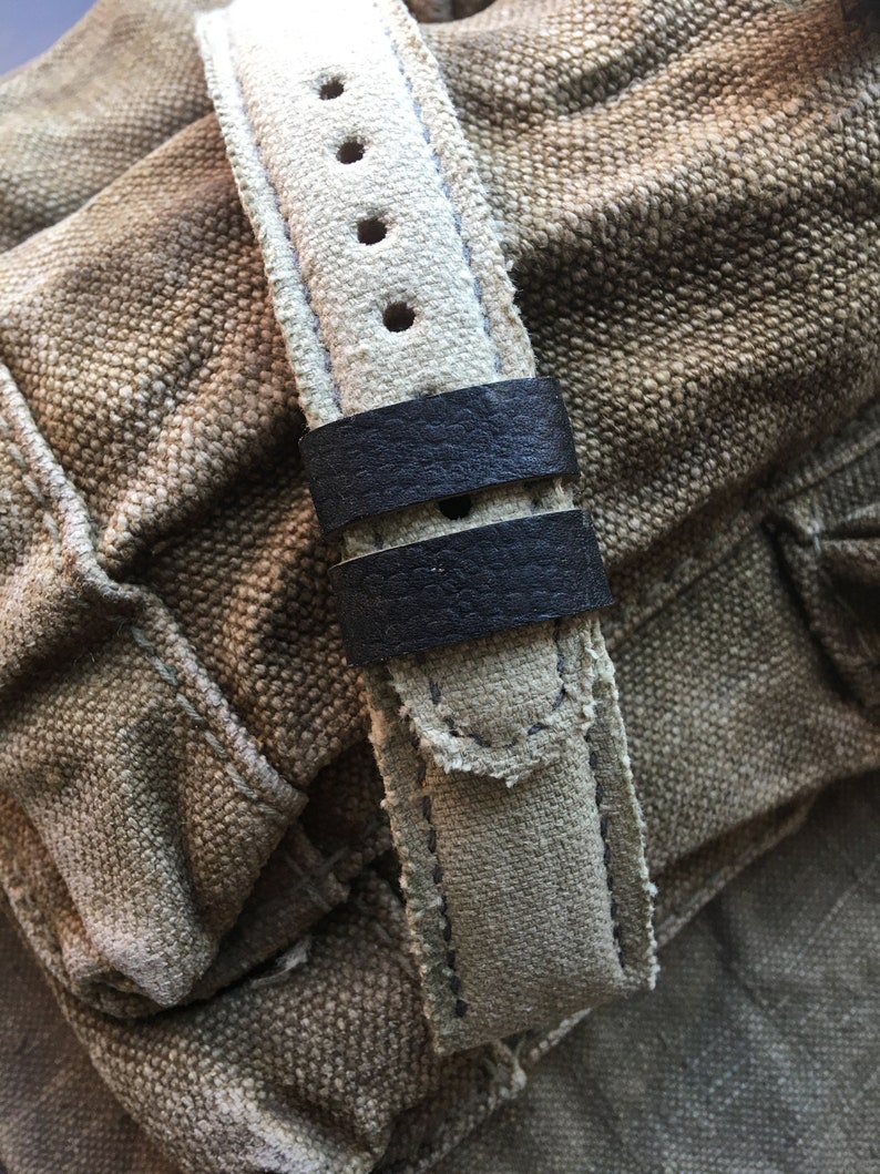 Vintage Military Canvas and Leather Watch Strap Handmade 24mm Etsy