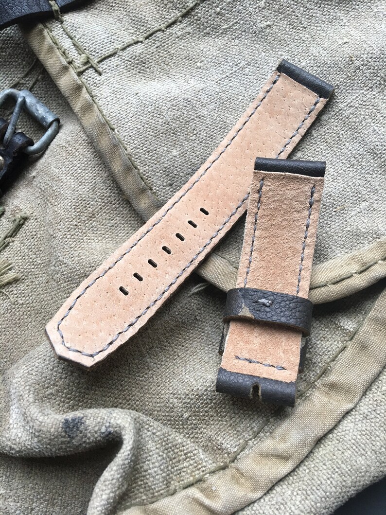 Vintage Leather Watch Strap Handmade 22mm Etsy