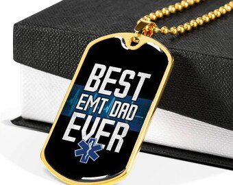 Best Emt Dad Dog Tag Necklace