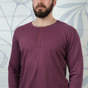 Stanfield's Undershirt Waffle Knit Henley. Long Sleeve in Grey or Indigo