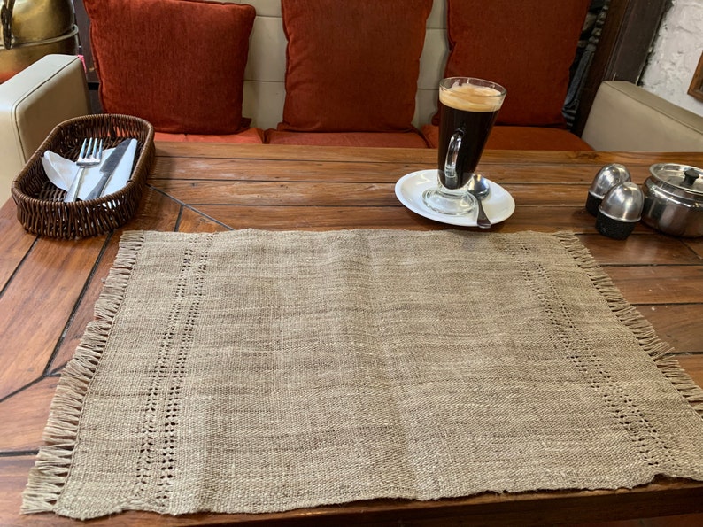 Handloom nettle fabric Place mats Made of Himalayan Nettle fabric Rustic image 1