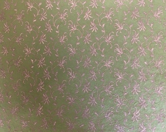 Lokta paper - Tree branch print in pink, green and gold