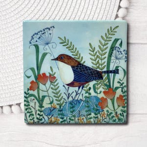 Little Dipper Ceramic Coaster, Pretty Wildlife Tile, Nature Inspired Home Ware, Water Bird Coffee Table Art, Nicely boxed for Gifting