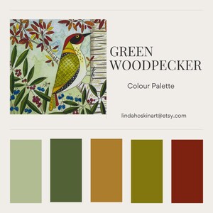 Green Woodpecker Coaster: Ceramic Wild Bird Art Tile, Nature-Inspired Tableware image 4