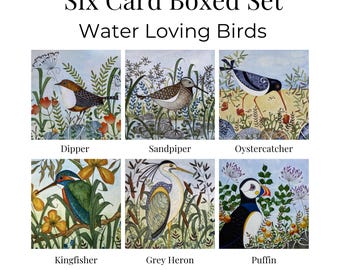 Wild Bird Greeting Cards, Nature Inspired Art, Six Watercolour Wildlife Designs, Boxed Gift Set.