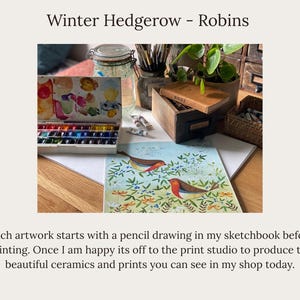 Winter Robins Ceramic Coaster: Colorful Wildlife Art Tile, Boxed Gift image 10