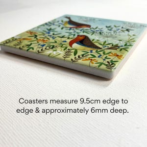 Winter Robins Ceramic Coaster: Colorful Wildlife Art Tile, Boxed Gift image 9