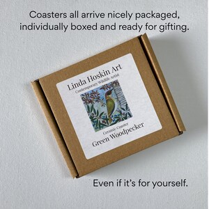 Green Woodpecker Coaster: Ceramic Wild Bird Art Tile, Nature-Inspired Tableware image 7