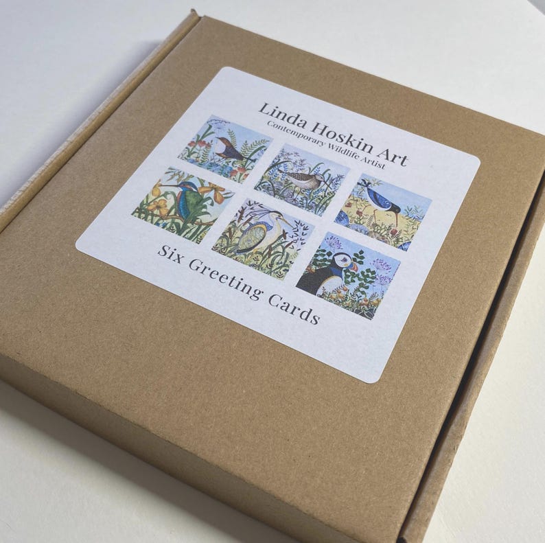 Tarjetas de felicitación con motivos de aves silvestres, arte inspirado en la naturaleza, seis diseños de fauna silvestre en acuarela, estuche de regalo. imagen 12