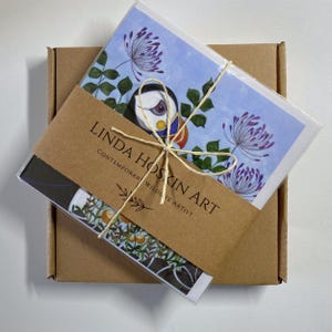 Tarjetas de felicitación con motivos de aves silvestres, arte inspirado en la naturaleza, seis diseños de fauna silvestre en acuarela, estuche de regalo. imagen 2
