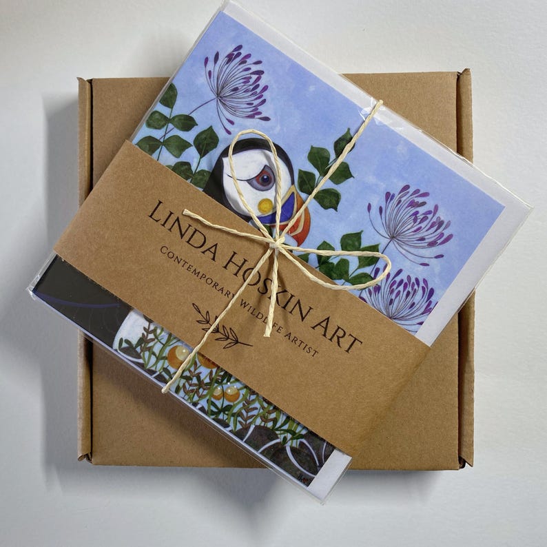 Tarjetas de felicitación con motivos de aves silvestres, arte inspirado en la naturaleza, seis diseños de fauna silvestre en acuarela, estuche de regalo. imagen 2