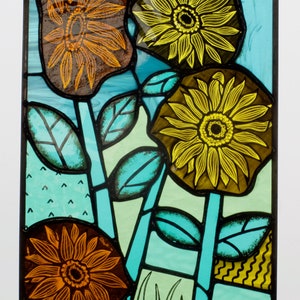 Summer flowers stained glass sun catcher