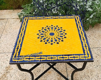 Square Mosaic Table - Handmade Outdoor Coffee Table - Mid Century Mosaic Table - Square Bistro Table GIFT